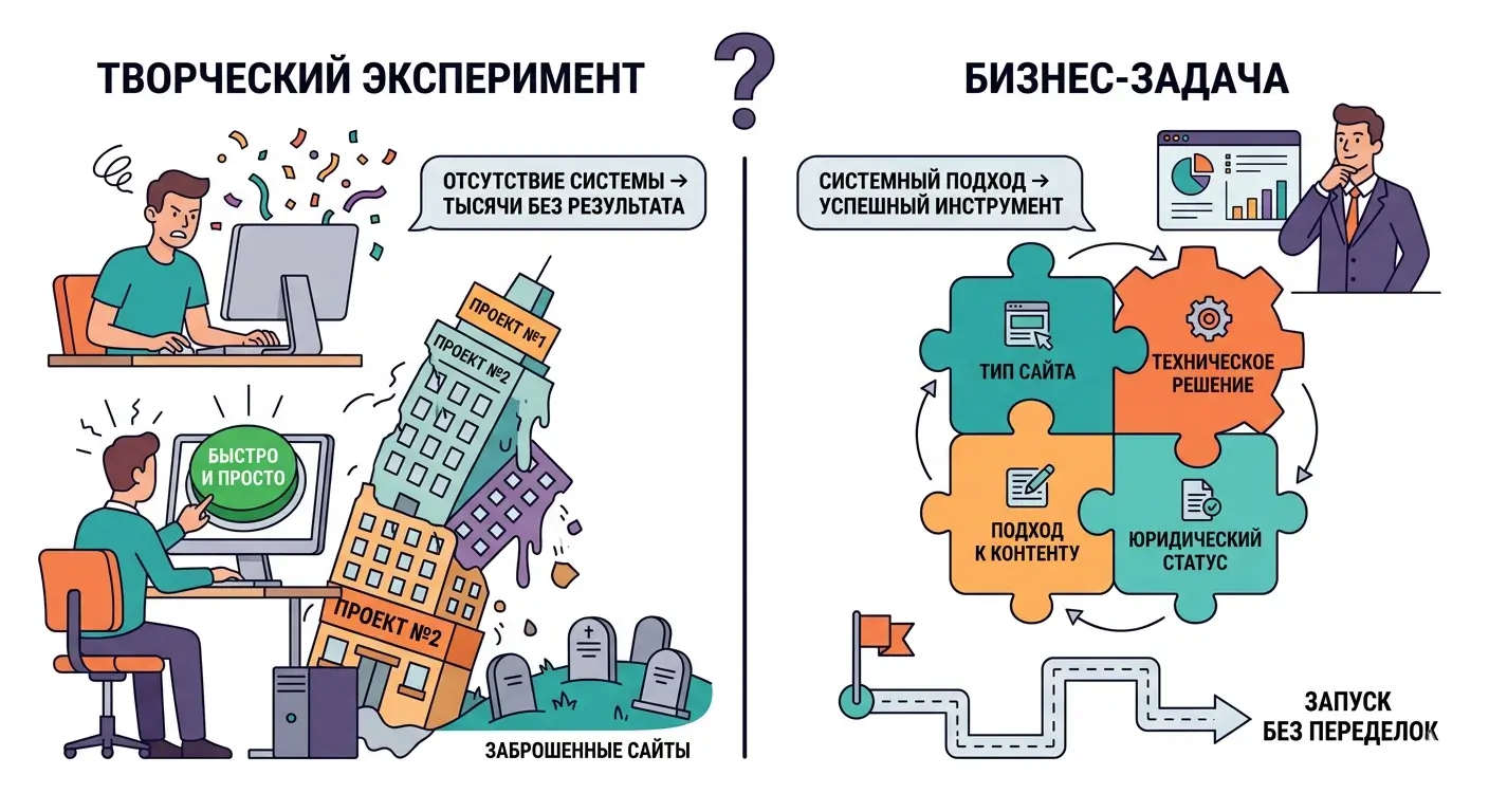 Разбор по ролям: цели → тип сайта → необходимый функционал