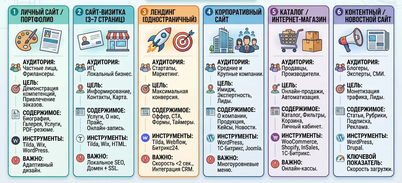 Классификация веб-сайтов: как тип определяет архитектуру и бюджет