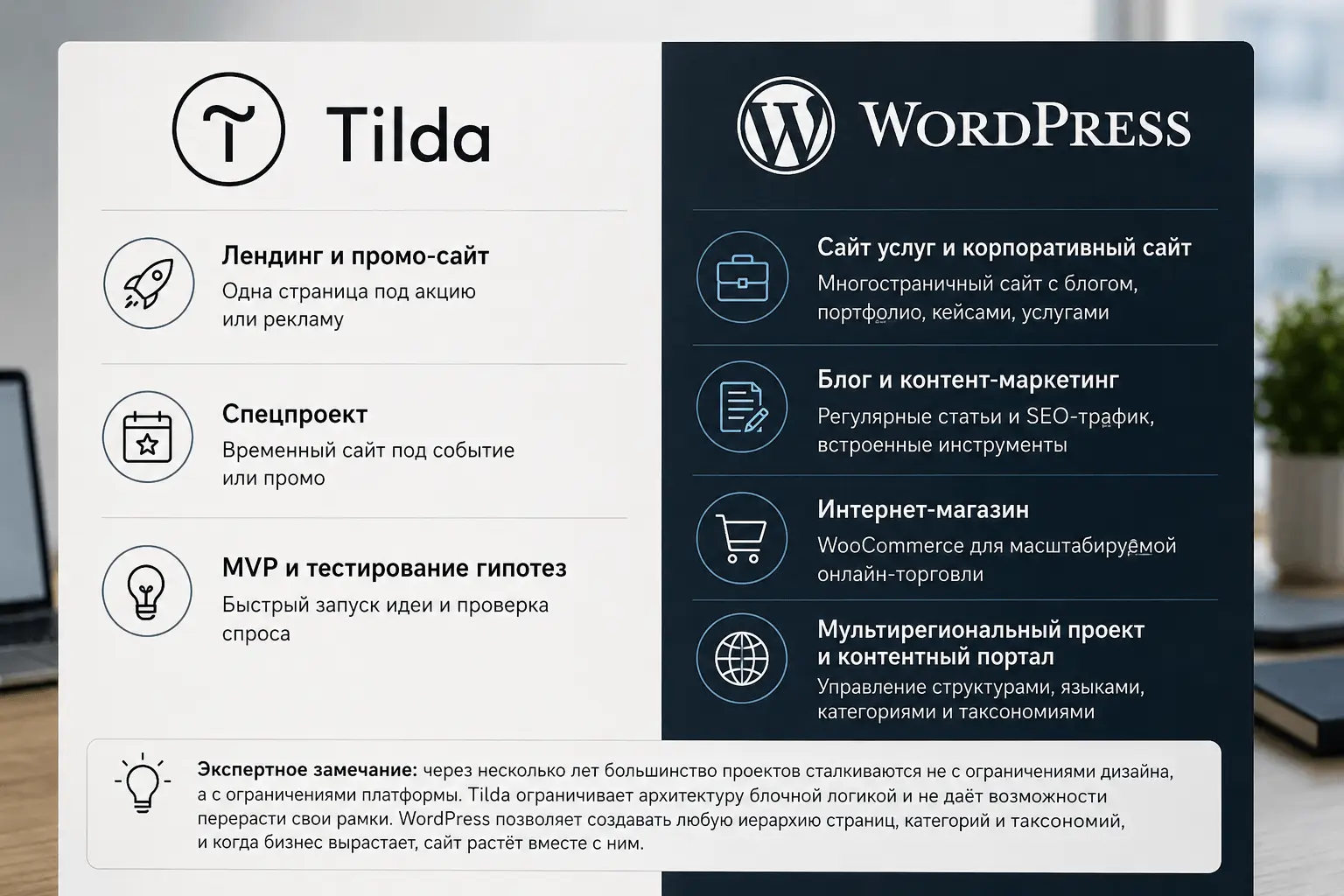 Для каких задач подходит WordPress, а для каких Tilda? Для каких задач подходит WordPress, а для каких Tilda?