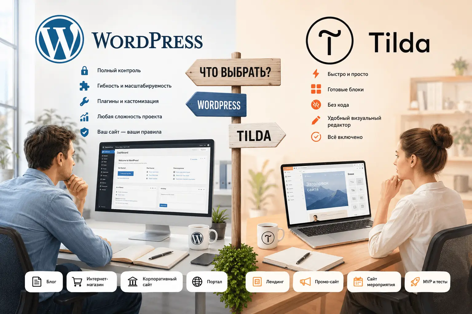 WordPress или Tilda: что лучше для бизнеса в 2026 году